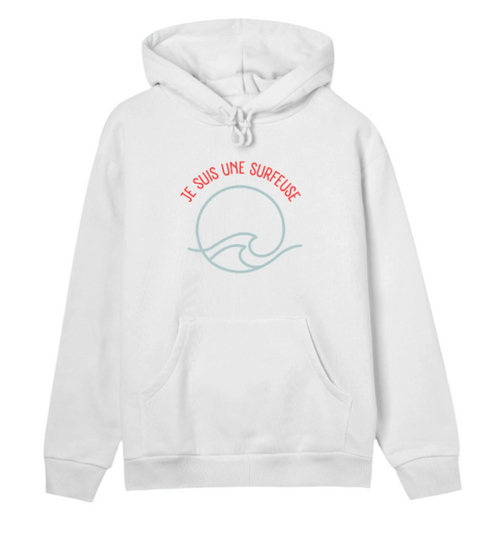 Women's REGULAR hoodie | je suis une surfeuse | waves | off white