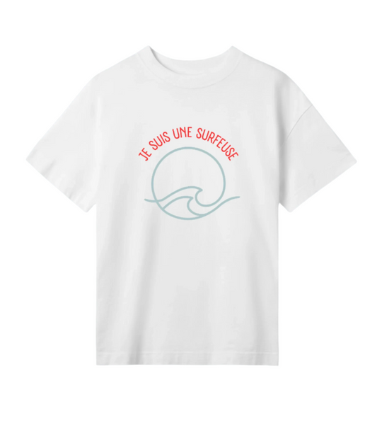Women's OVERSIZED tee | je suis une surfeuse | waves | off white |